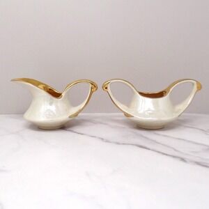 Vintage Pearl China Co. Iridescent Cream & 22KT Gold Cream & Sugar Set (1950/60)